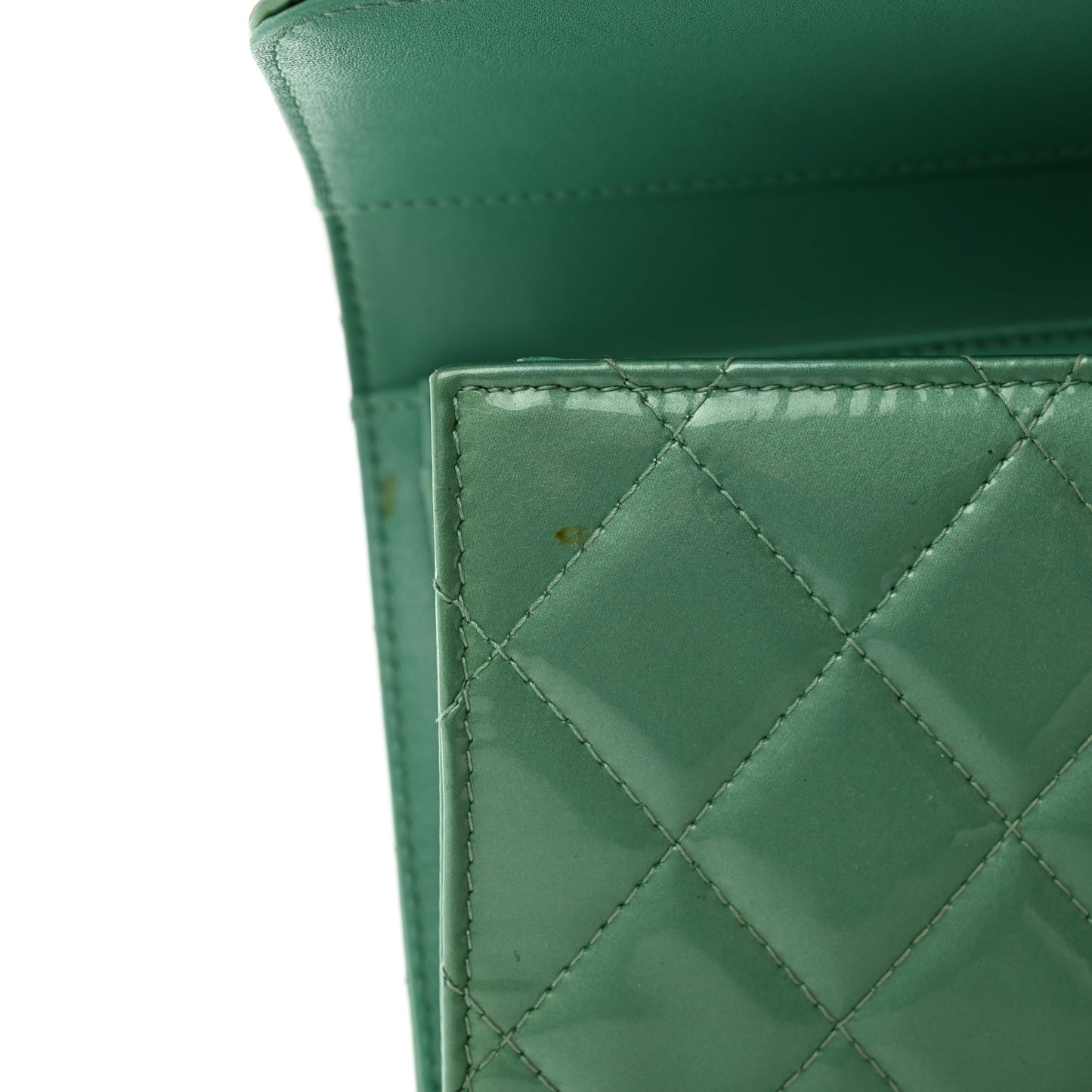 Patent Quilted Large Flap Wallet Green