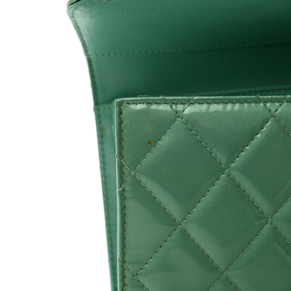 Chanel Patent Quilted Large Flap Wallet Green 10 of 11