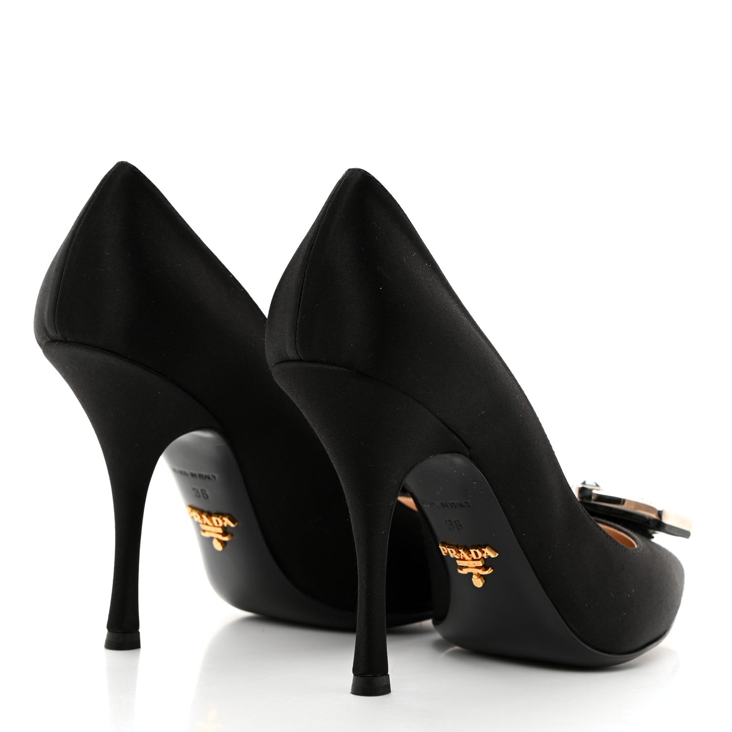 Satin Crystal Embellished Pumps 38 Black