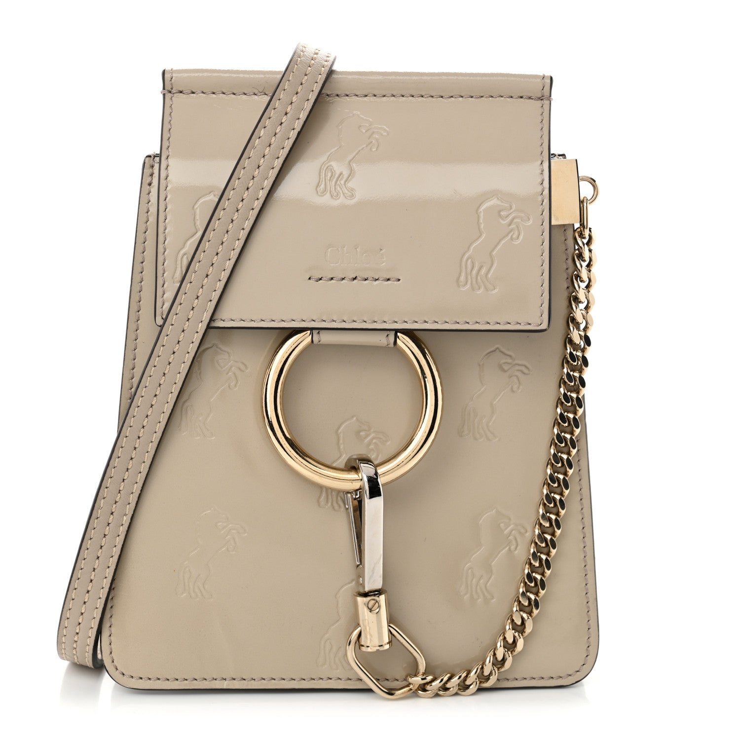 Chloe Patent Calfskin Little Horses Debossed Mini Faye Bag Motty Grey 1 of 10