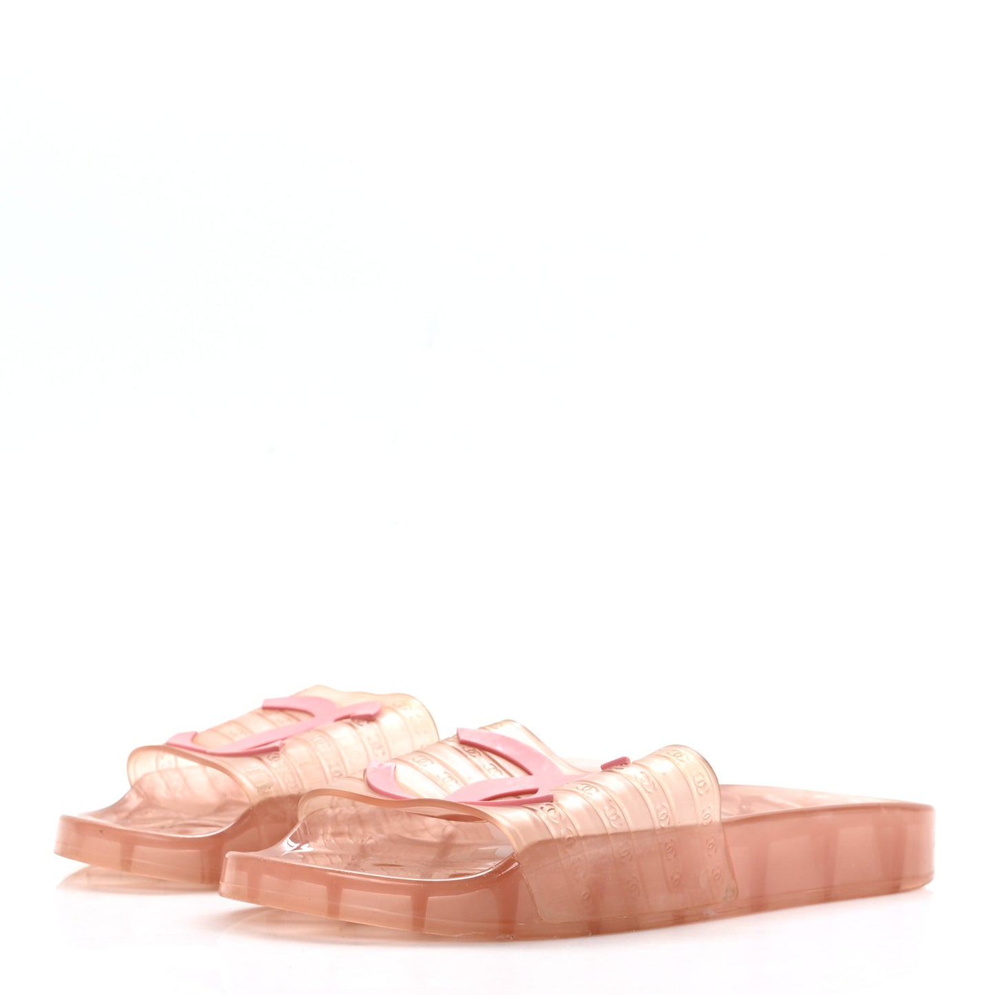 PVC Transparent CC Flat Slide Sandals 37 Pink