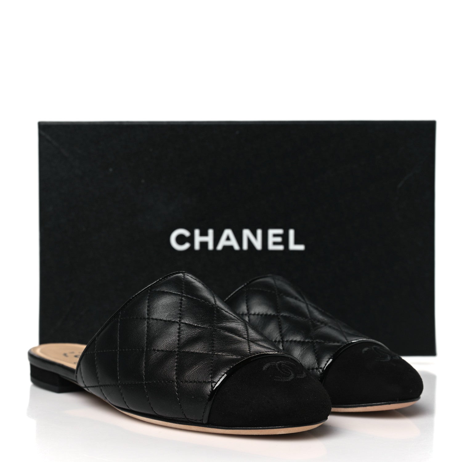 Chanel Lambskin Kid Suede Quilted Mules 36 Black 9 of 9