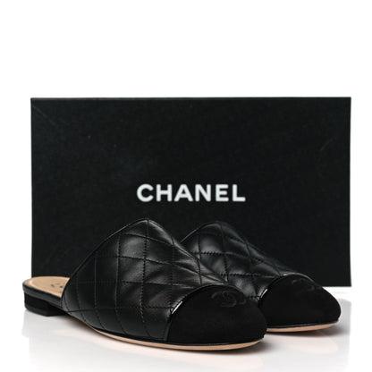 Chanel Lambskin Kid Suede Quilted Mules 36 Black 9 of 9