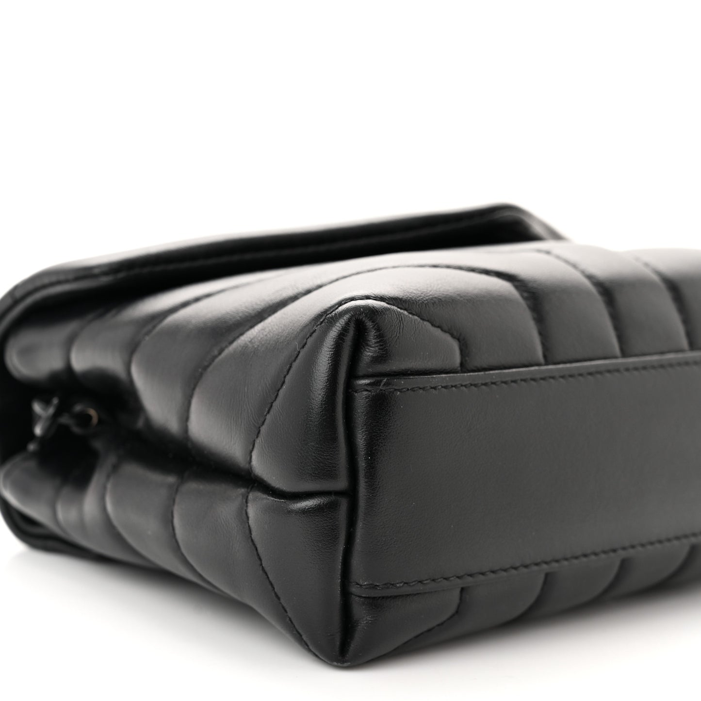 Calfskin Y Quilted Monogram Monochrome Toy Loulou Crossbody Bag Black