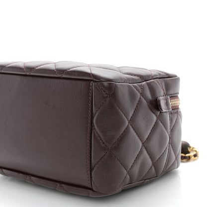 Chanel Lambskin Quilted Mini Wenge Wood Bowling Bag Burgundy 10 of 11