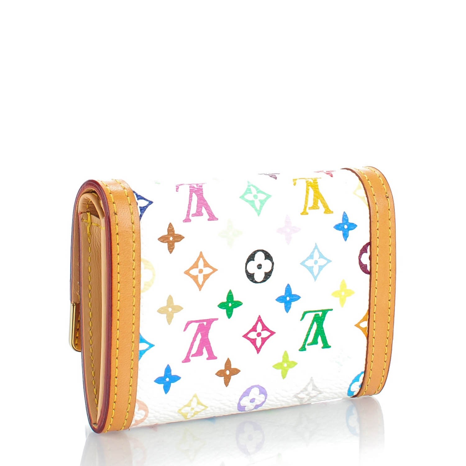 Louis Vuitton Monogram Multicolor Porte-Monnaie Plat Coin Purse White 3 of 7