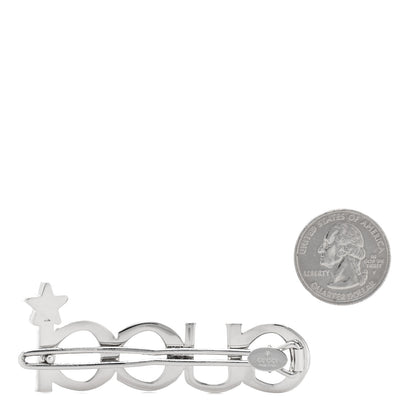 Gucci Metal Crystal Logo Hair Barrette Silver 2 of 5