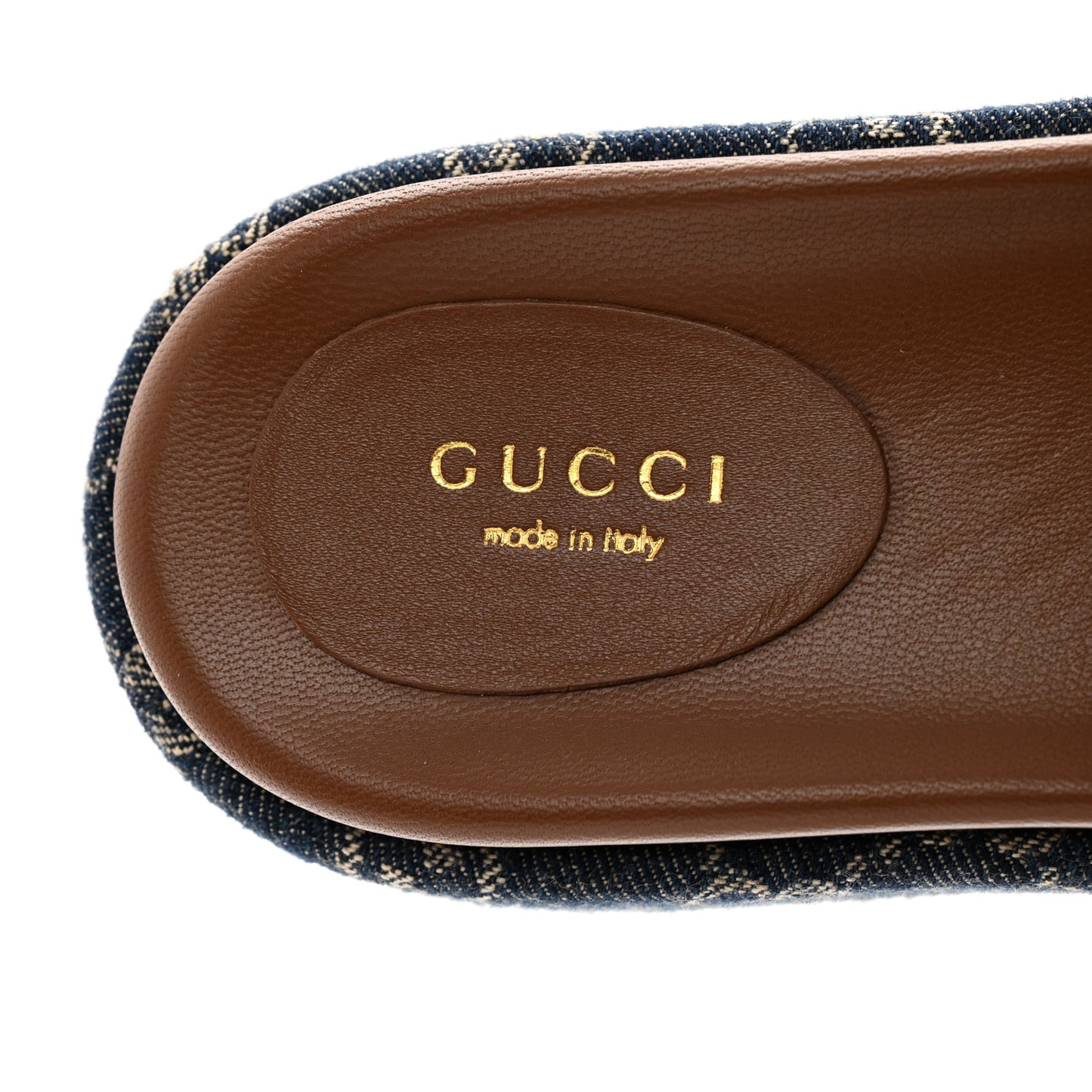 New Denim GG Monogram Angelina Platform 55mm Slide Sandals 36.5 Blue Tea