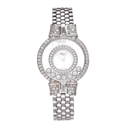 Chopard 18K White Gold Diamond Pave Bezel 24mm Happy Diamonds Icons Bow Tie Quartz Watch 1 of 6