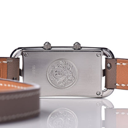 Hermes Stainless Steel Swift 20mm Cape Cod Double Tour Deux Zones Quartz Watch Etoupe 5 of 8