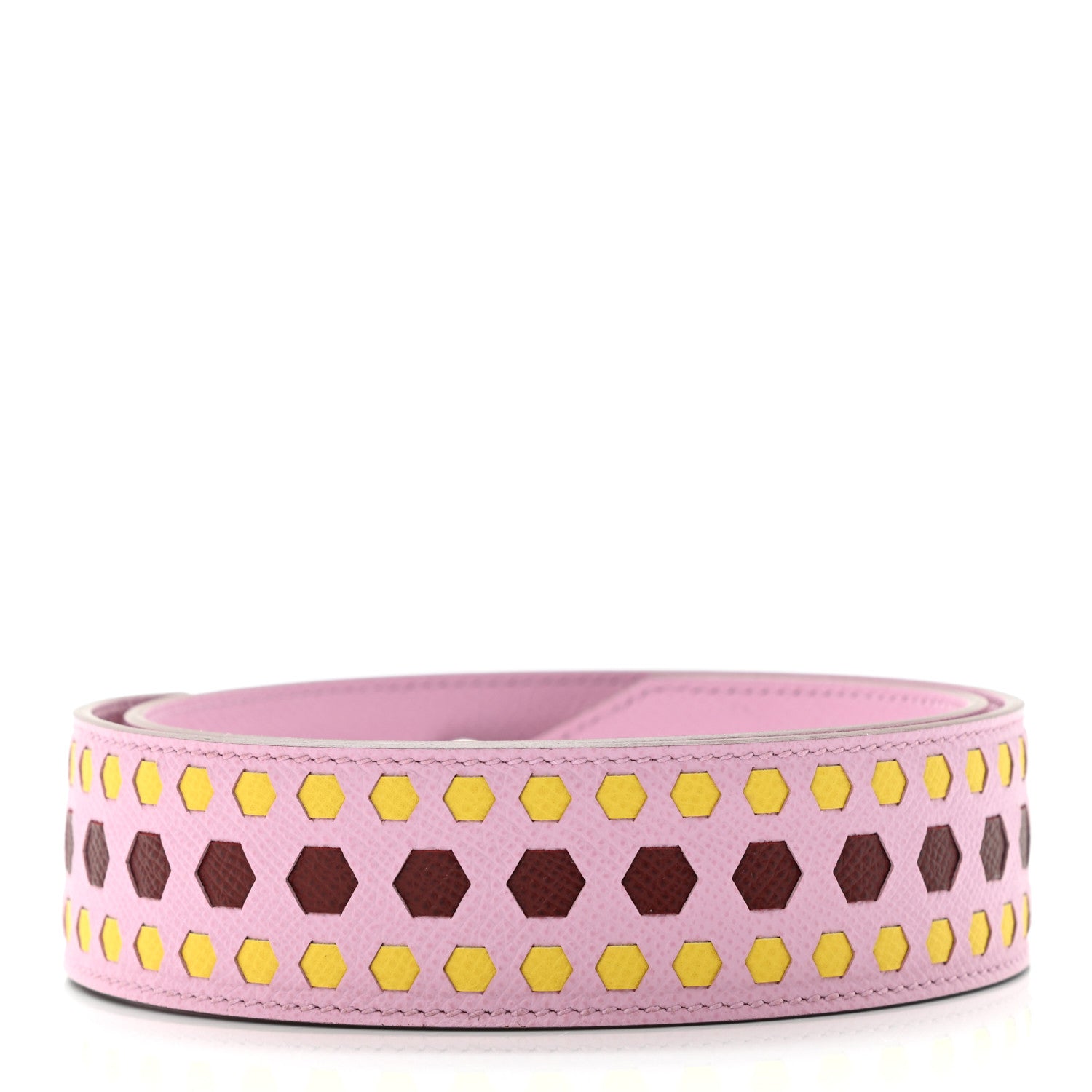 Hermes Epsom 30mm Hexagone Tressage Shoulder Strap Mauve Sylvestre Rouge H Jaune de Naples 2 of 6