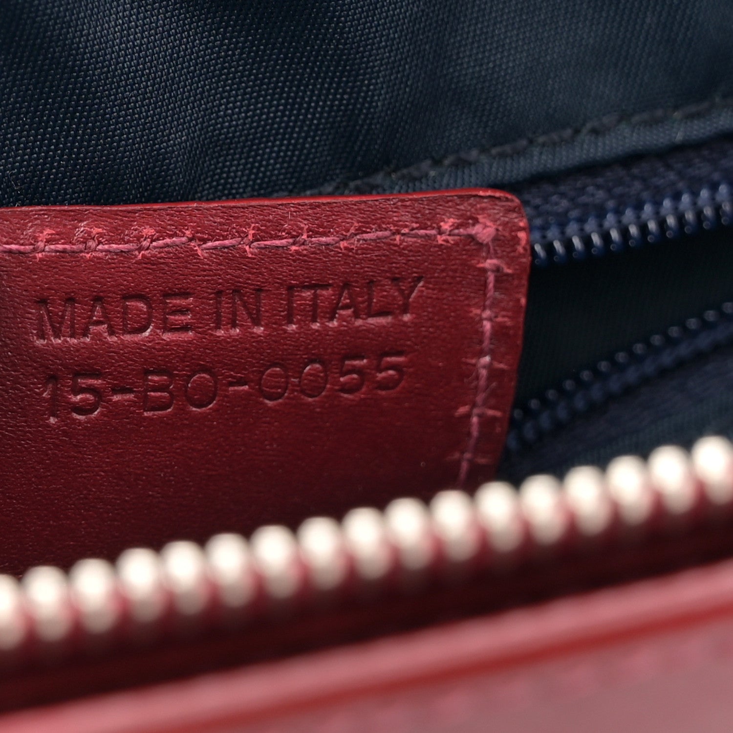 Christian Dior Denim Calfskin Monogram Tote Navy Blue Red 7 of 11