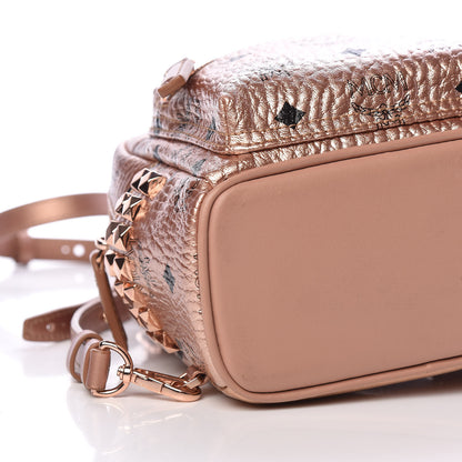 MCM Metallic Visetos Studded X-Mini Bebe Boo Backpack Champagne Gold 8 of 10