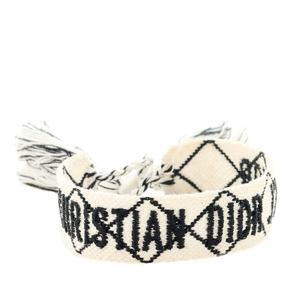 Christian Dior Woven Cotton J'Adior Friendship Bracelet White Black 1 of 4
