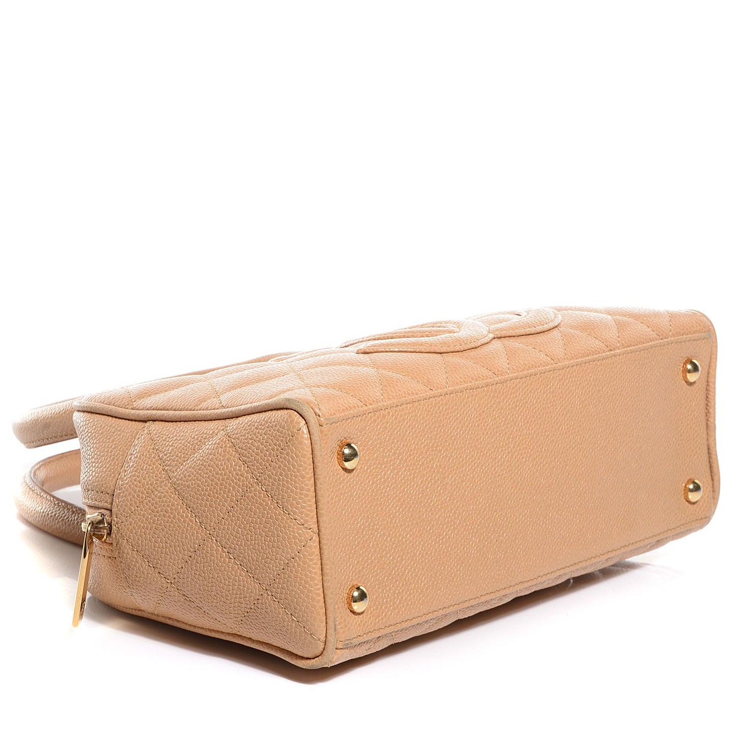 Caviar Quilted Small Bowler Beige