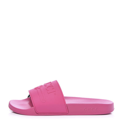 Gucci Rubber Logo Stamped Mens Slide Sandals 8 Fuchsia 1 of 9