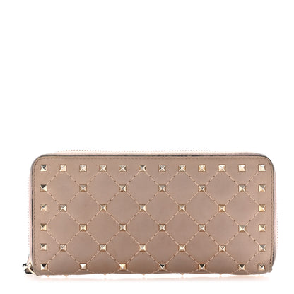 Valentino Garavani Nappa Rockstud Spike Zip Around Wallet Poudre 1 of 8