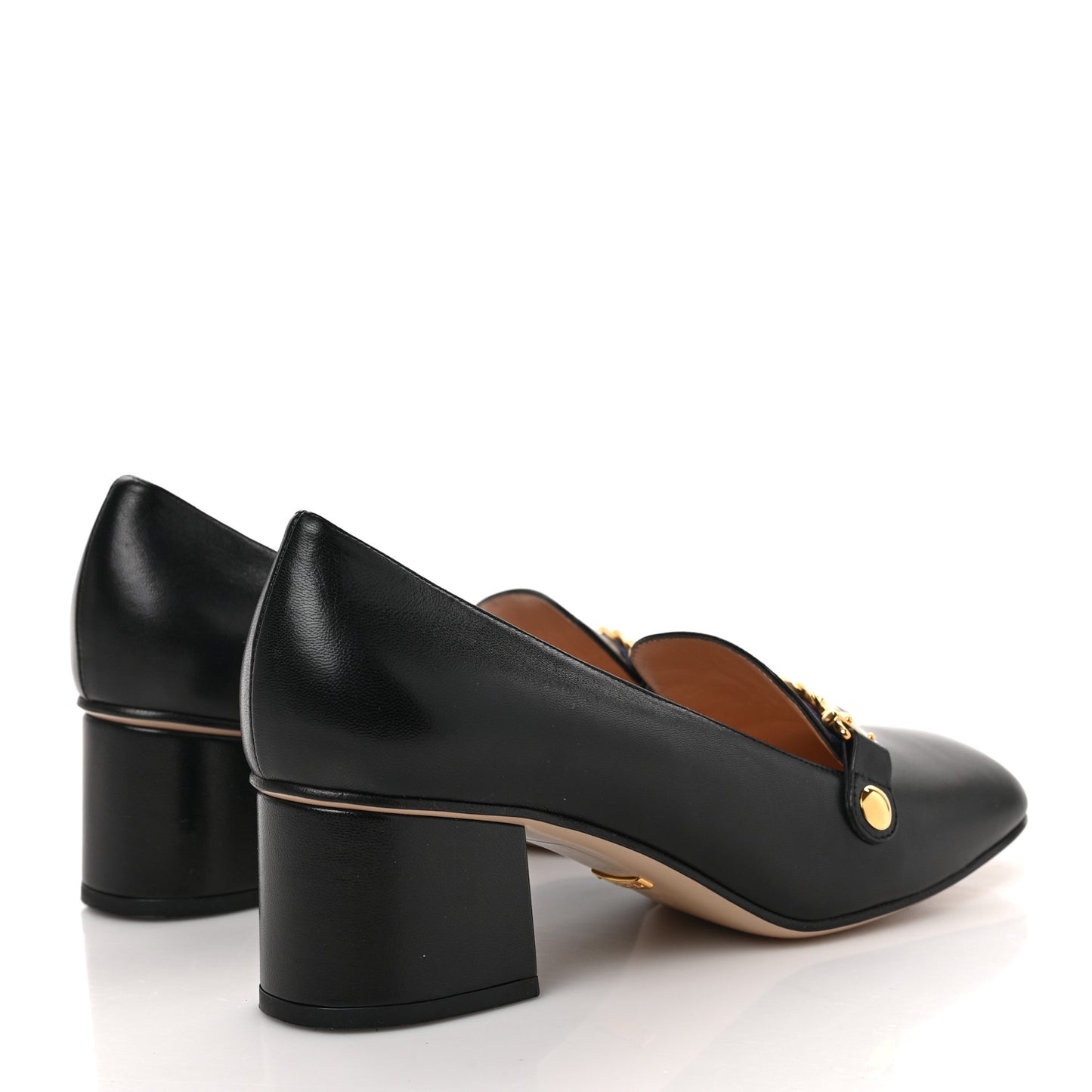Malaga Kid Sylvie Web Chain Mid Heel Loafers 39 Black