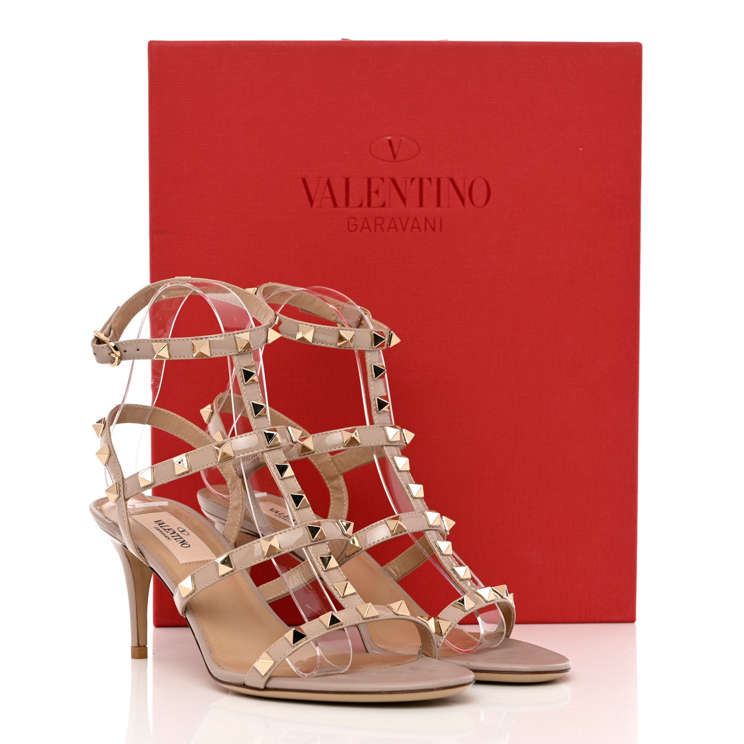 Valentino Garavani Patent Rockstud Gladiator 70mm Sandals 36.5 Poudre 9 of 9