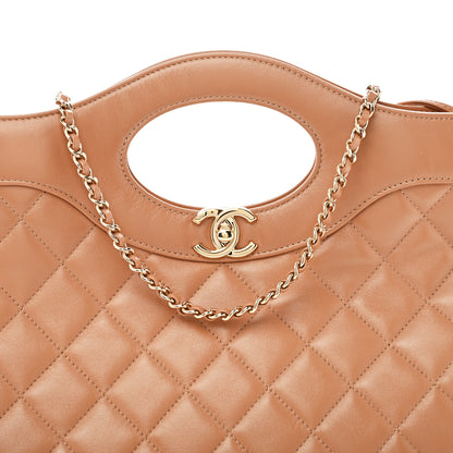 Chanel Shiny Crumpled Calfskin Quilted 31 Shopping Bag Dark Beige 8 of 13