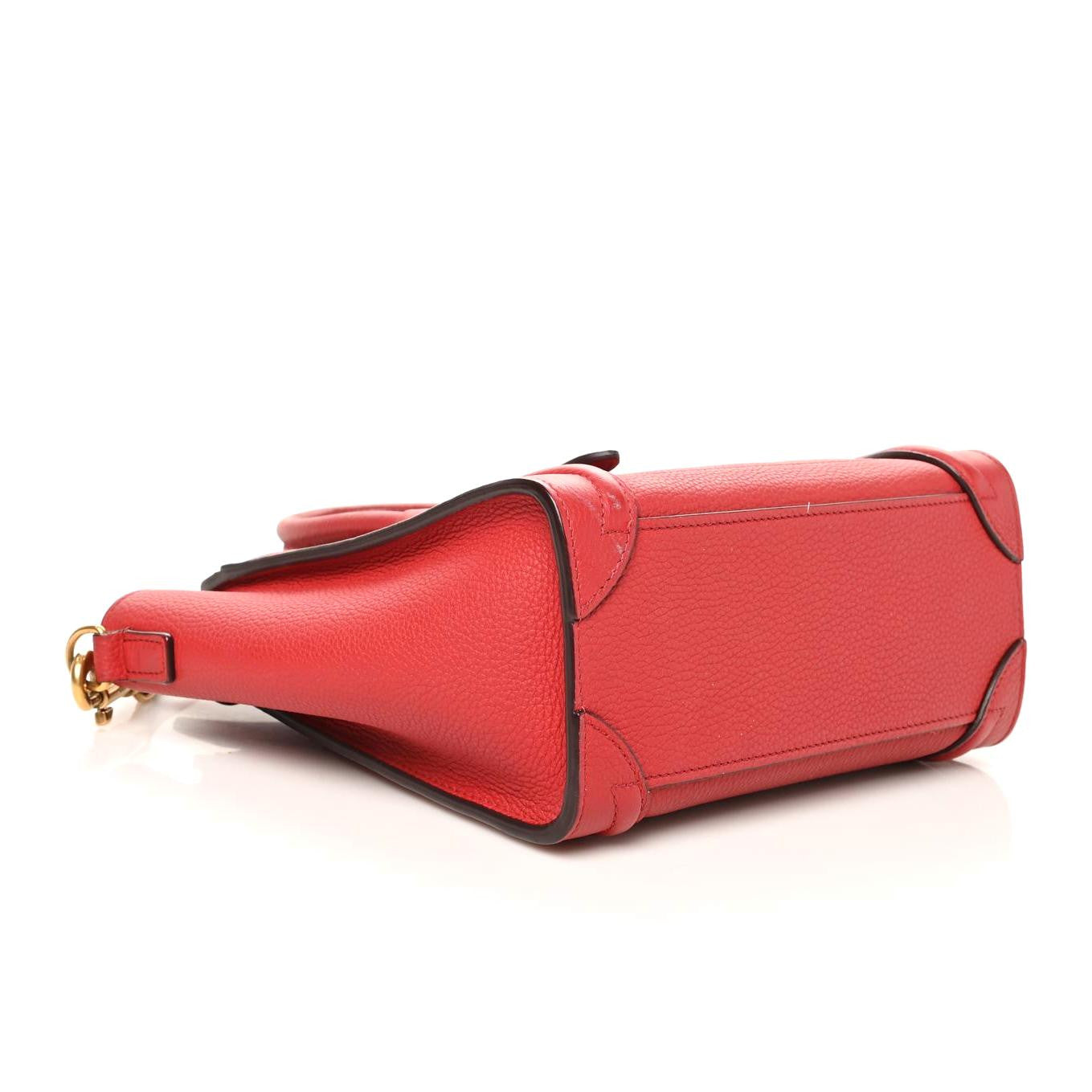 Drummed Calfskin Nano Luggage Red