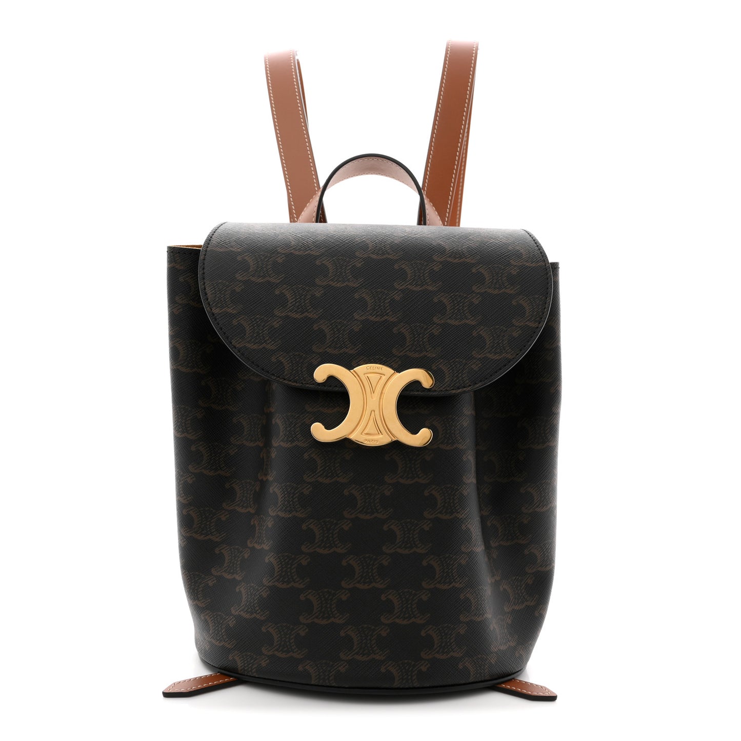 Triomphe Canvas Calfskin Bonnie Backpack Tan