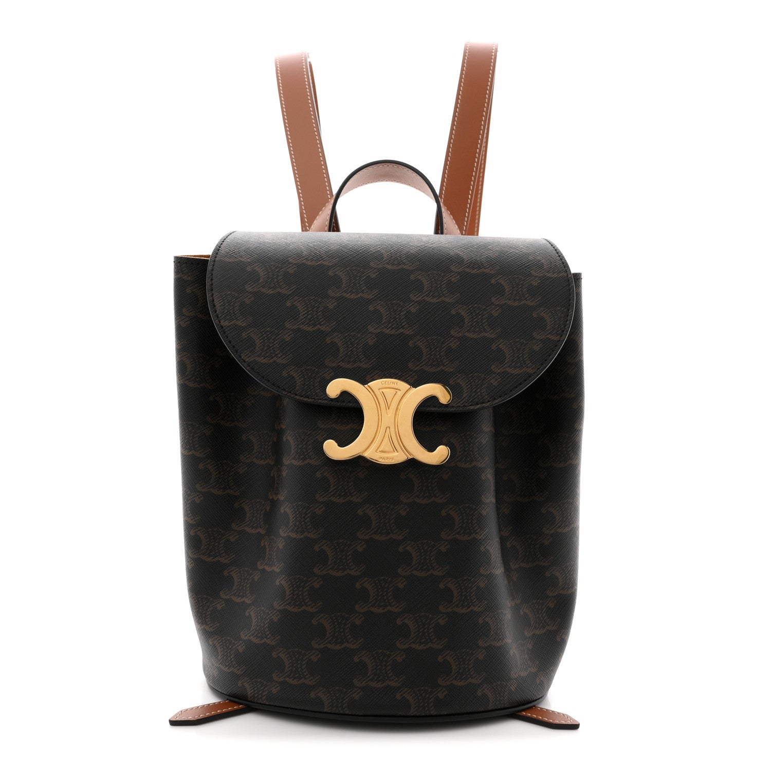 Celine Triomphe Canvas Calfskin Bonnie Backpack Tan 1 of 10