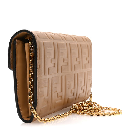Fendi Nappa Matisse FF Embossed Continental Wallet On Chain Miele Scuro 2 of 10