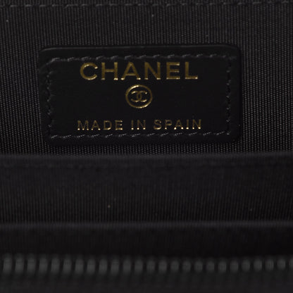 Chanel Calfskin Quilted Zip Around Boy Coin Purse Wallet Black 5 of 8