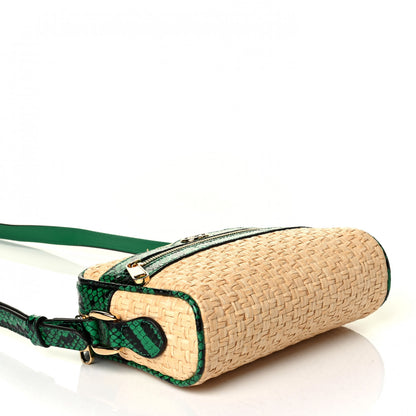 Gucci Raffia Elaphe Mini Ophidia Shoulder Bag Natural New Shamarock 3 of 5