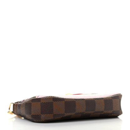 Louis Vuitton Damier Ebene 2019 Christmas Animation Mini Pochette Accessories Red 3 of 4