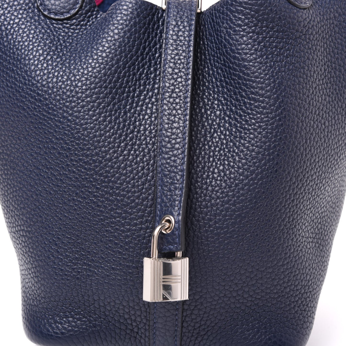 Taurillon Clemence Swift Picotin Lock 18 PM Bleu Nuit Rose Pourpre