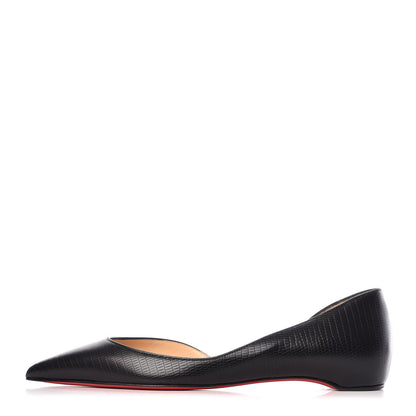 Christian Louboutin Calfskin Lizard Embossed Iriza Flats 39.5 Black 1 of 8