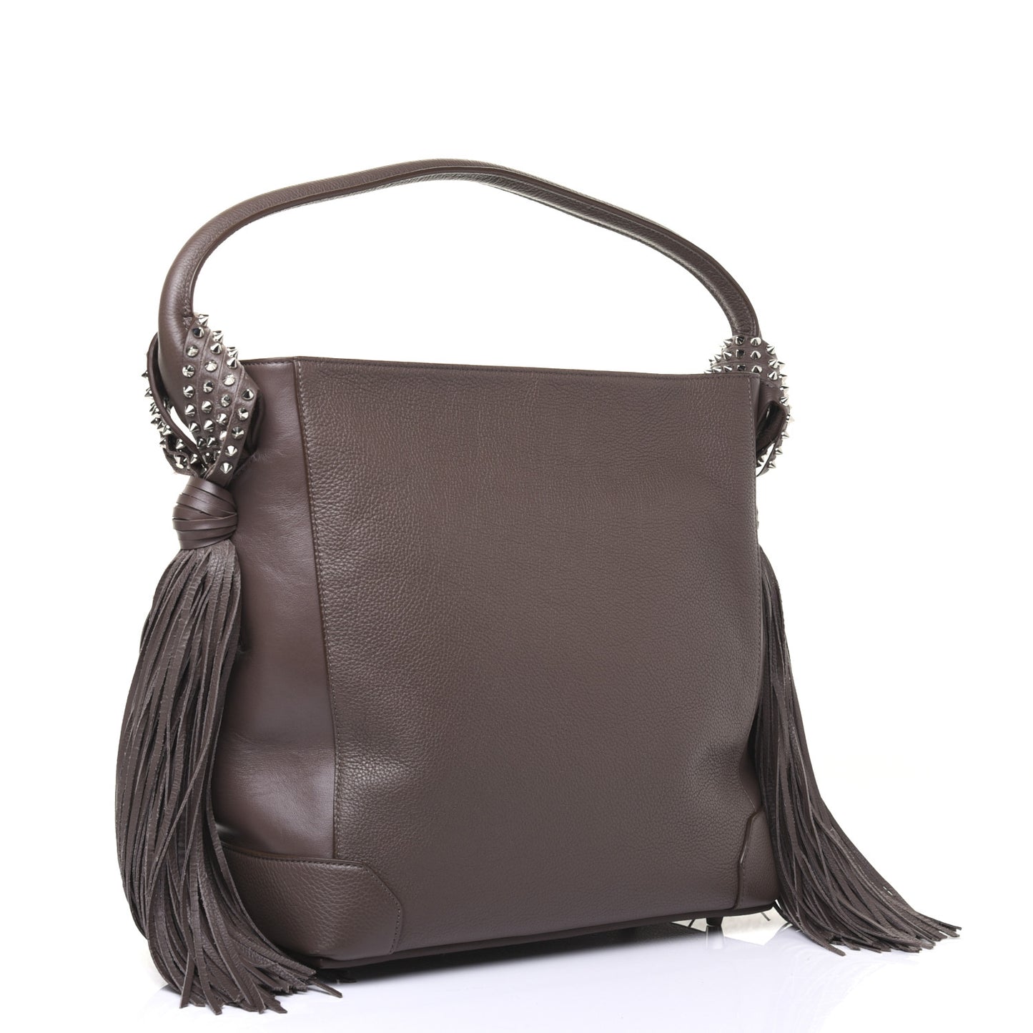 Empire Calf Spikes Fringe Eloise Hobo Grey