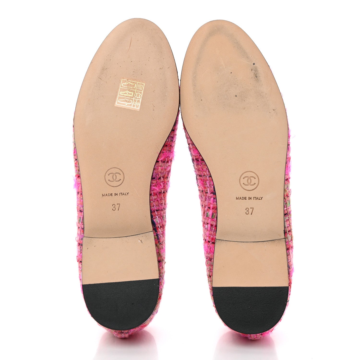 Chanel Tweed Grosgrain Cap Toe Ballerina Flats 37 Pink Black 5 of 9