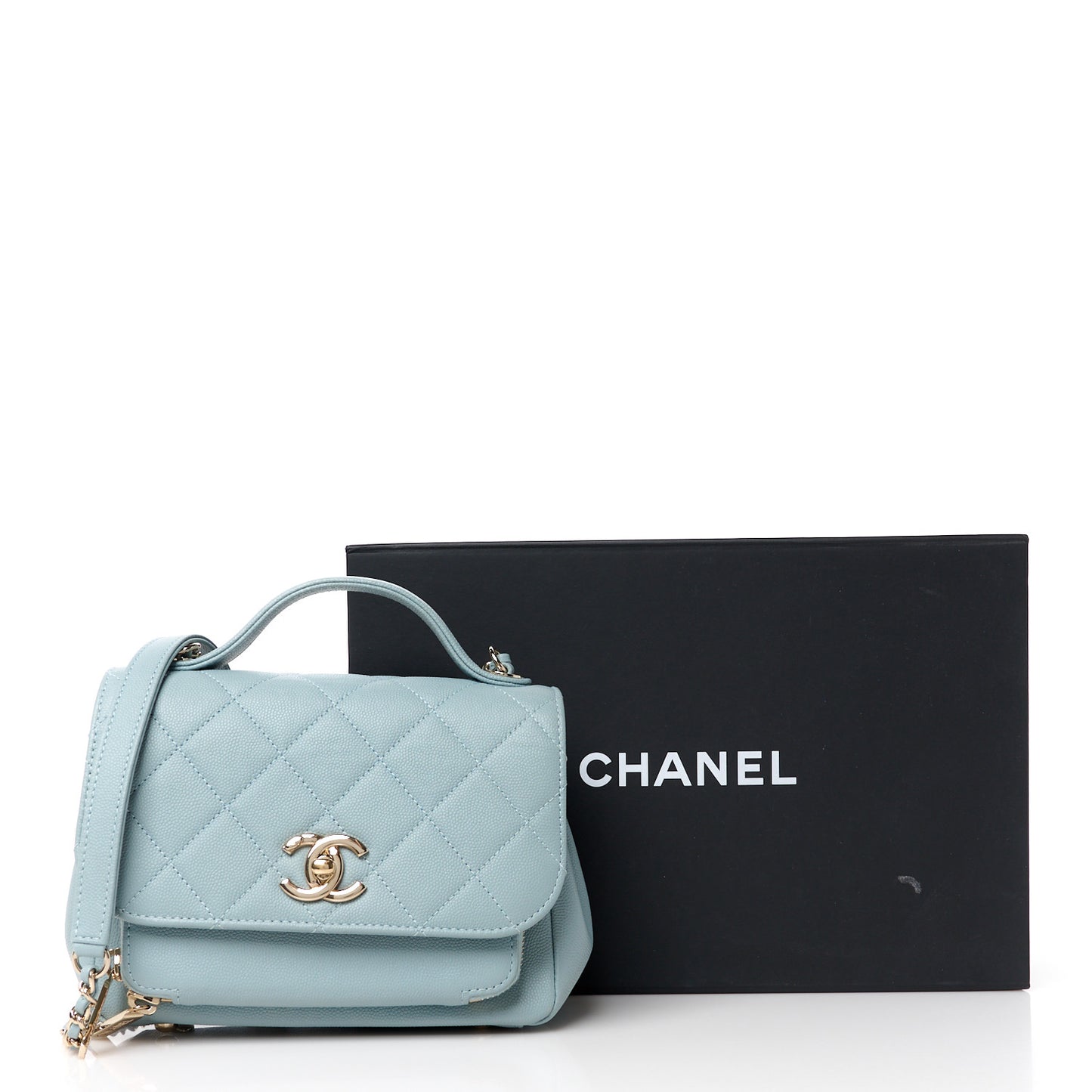 Caviar Quilted Small Business Affinity Flap Blue