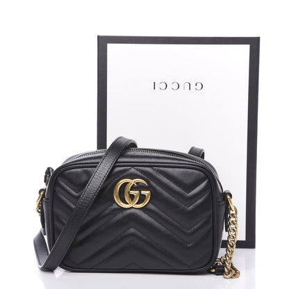 Gucci Calfskin Matelasse Mini GG Marmont Chain Shoulder Bag Black 11 of 11