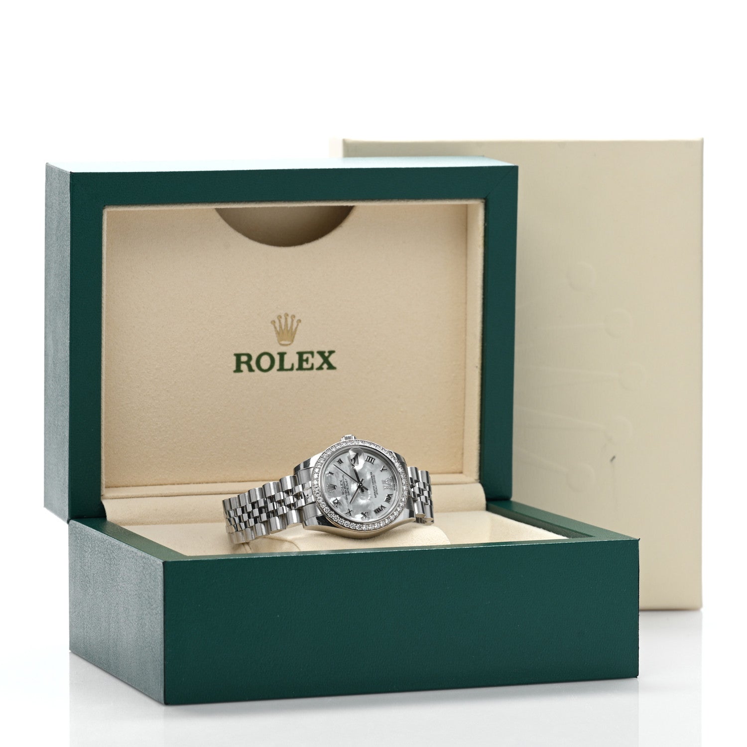Rolex Stainless Steel 18K White Gold Diamond Mother of Pearl 31mm Oyster Perpetual Datejust Watch Roman 178384 5 of 5