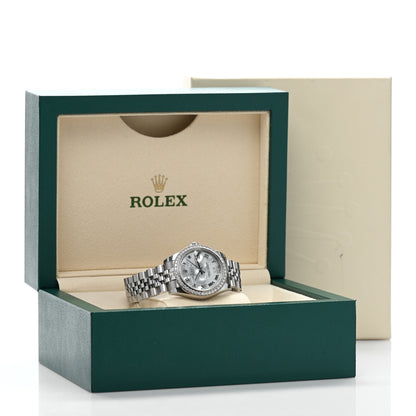 Rolex Stainless Steel 18K White Gold Diamond Mother of Pearl 31mm Oyster Perpetual Datejust Watch Roman 178384 5 of 5