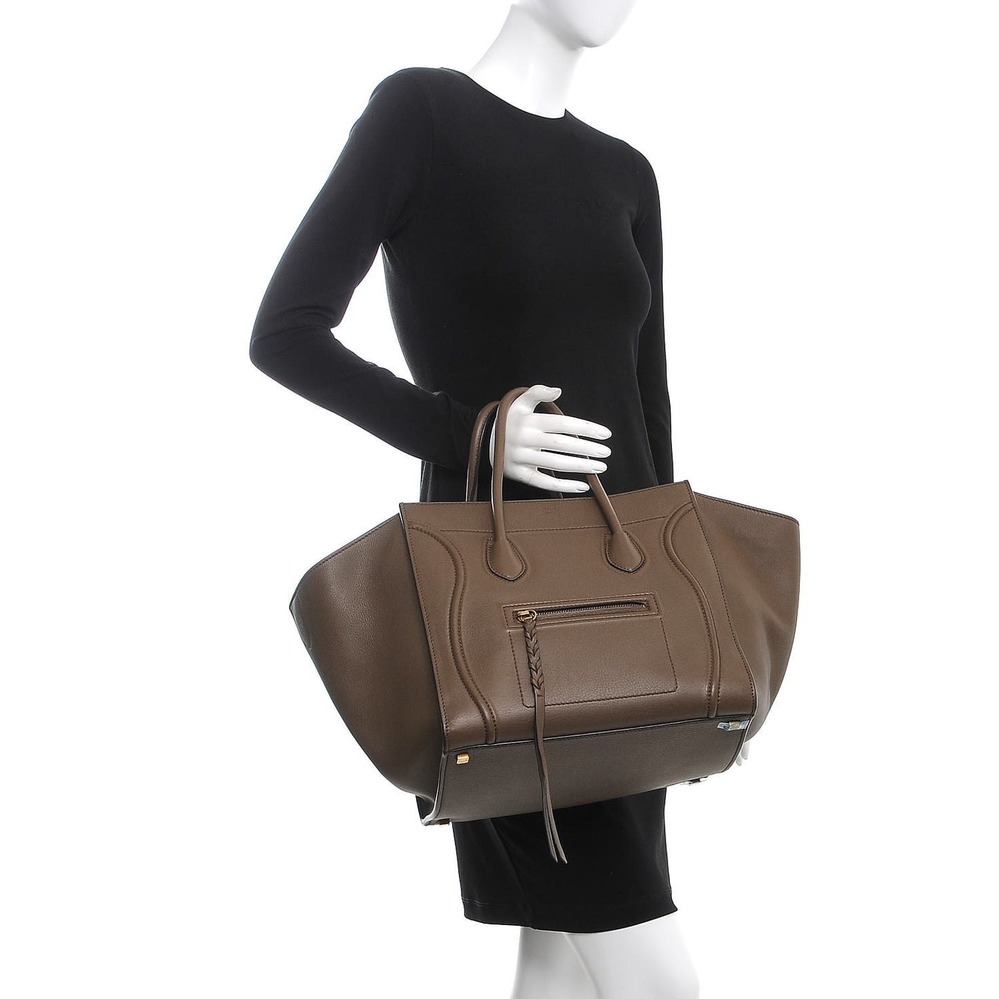 Supple Calfskin Medium Phantom Luggage Khaki