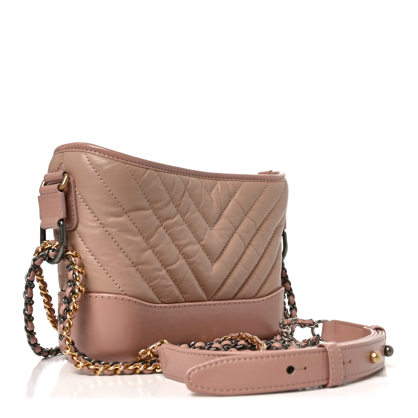 Aged Calfskin Chevron Quilted Small Gabrielle Hobo Pink