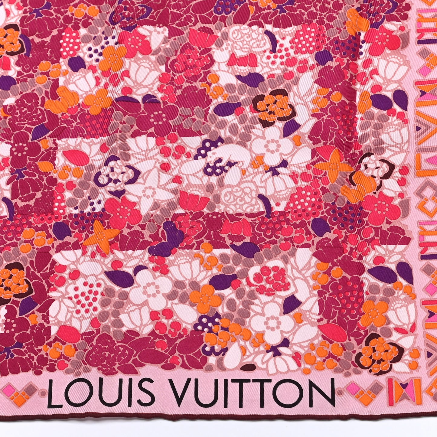 Silk Floral Print Square Scarf Pink
