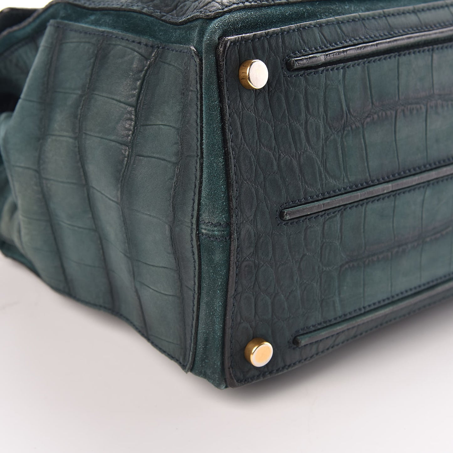 Nubuck Croc Embossed Large Muse Two Green