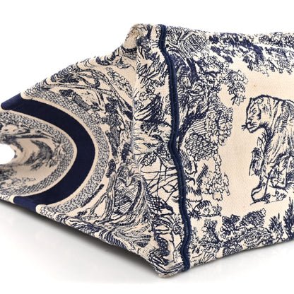 Christian Dior Canvas Embroidered Large Dioriviera Toile De Jouy Book Tote Blue 9 of 14