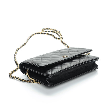 Chanel Letter Calfskin Embossed Quilted Wallet On Chain WOC Black 4 of 9