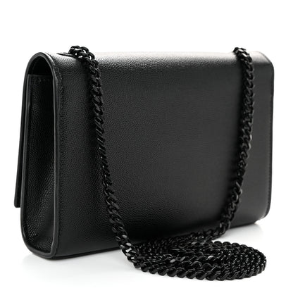 Saint Laurent Grain De Poudre Small Monogram Monochrome Kate Satchel Black 3 of 10