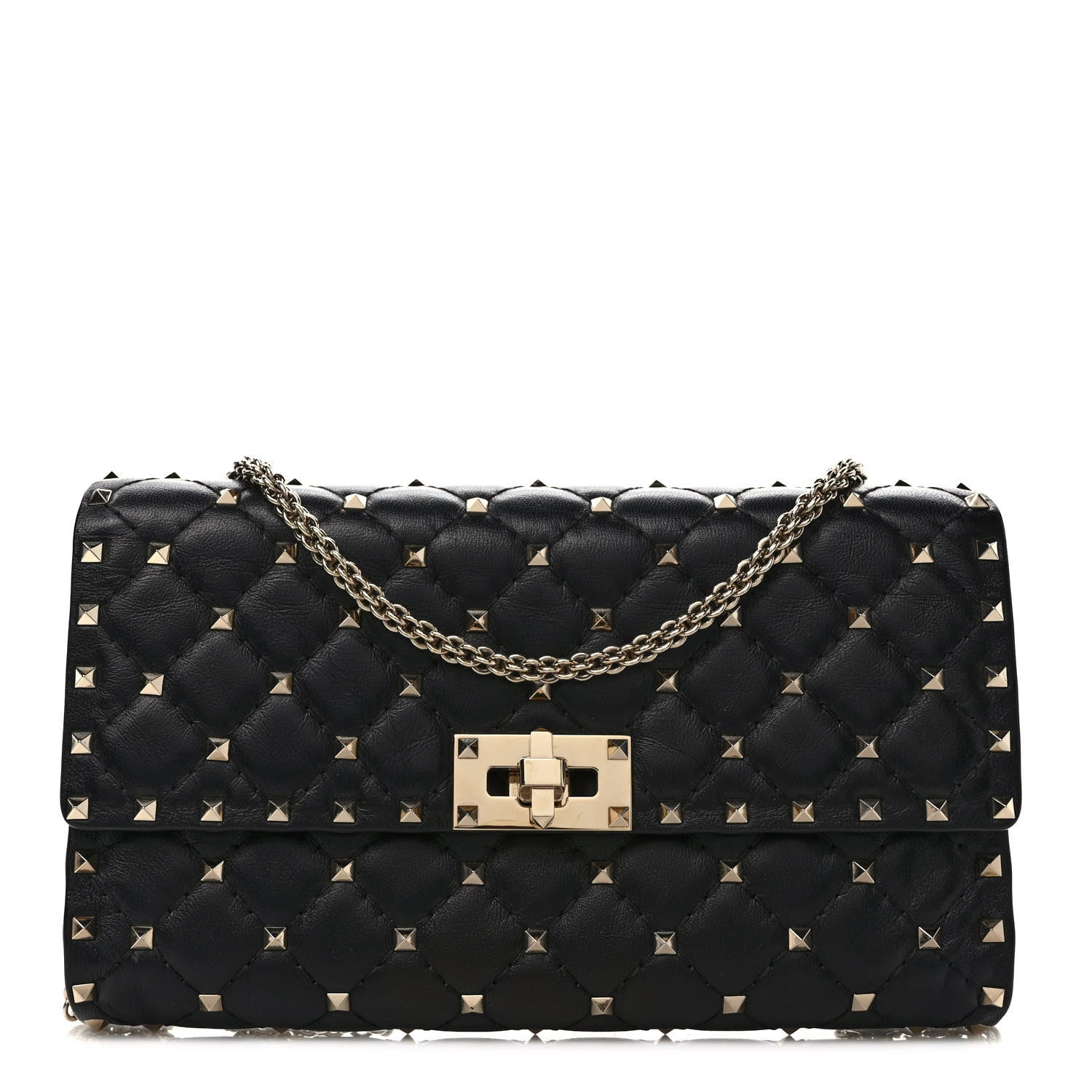 Valentino Garavani Nappa Rockstud Spike Wallet on Chain Black 1 of 11
