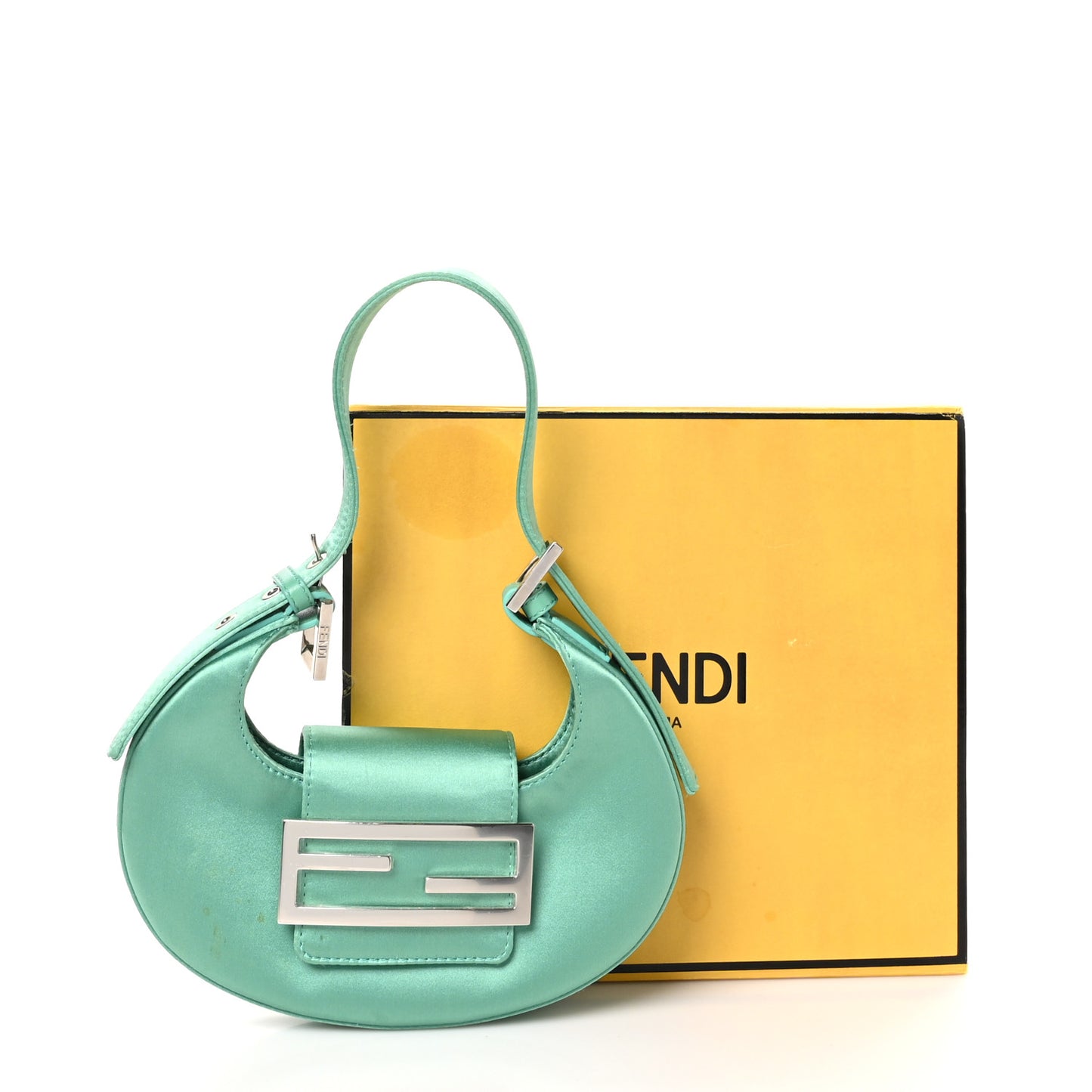 Silk Satin Mini Cookie Hobo Bag Spring Turquoise