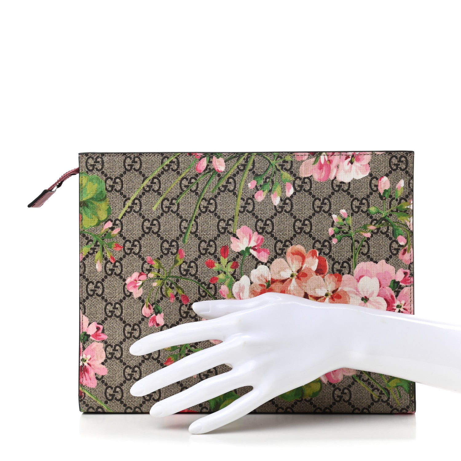 Gucci GG Supreme Monogram Blooms Large Cosmetic Case Beige Multicolor Dry Rose 2 of 7