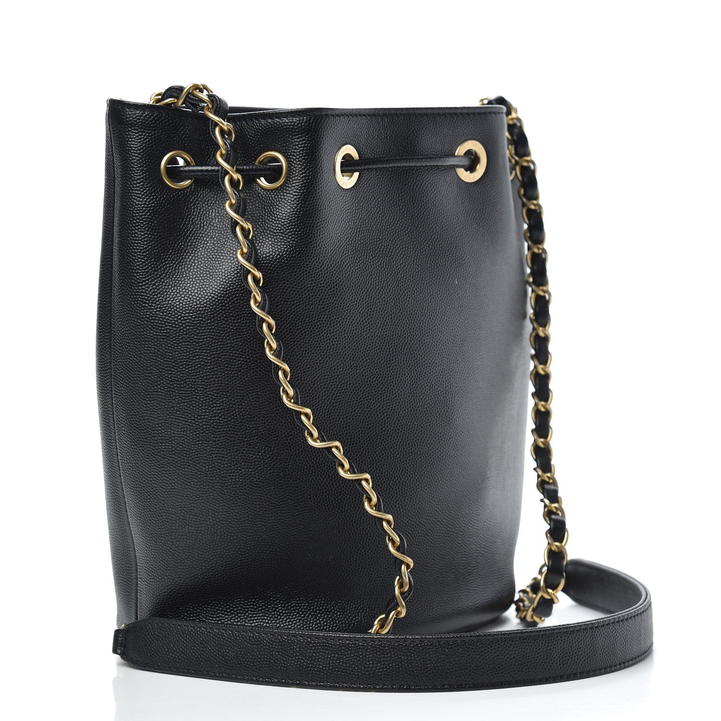 Caviar Deauville Drawstring Bucket Bag Black